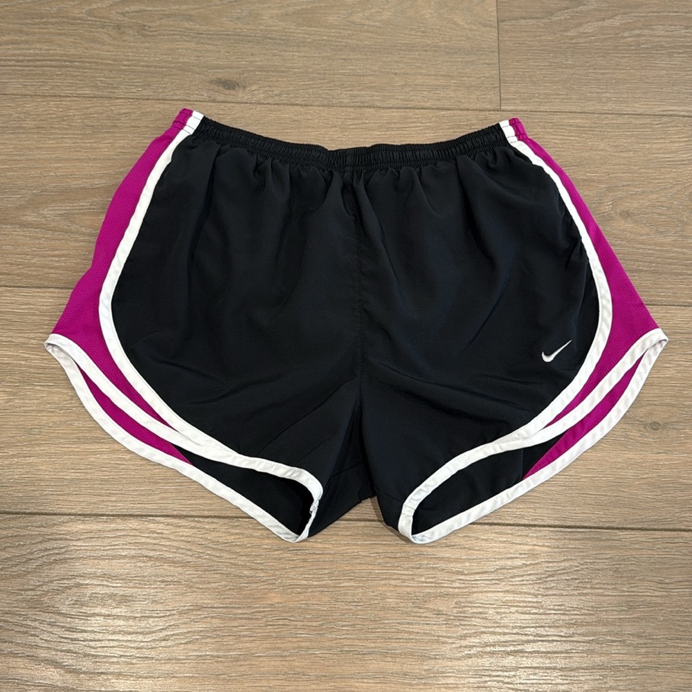 NIKE‎ Black Purple Mesh Tempo Dri-Fit Active Workout Lined Running Shorts Size M